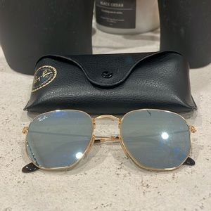 Ray ban Silver/Blue Hexagonal Sunglasses